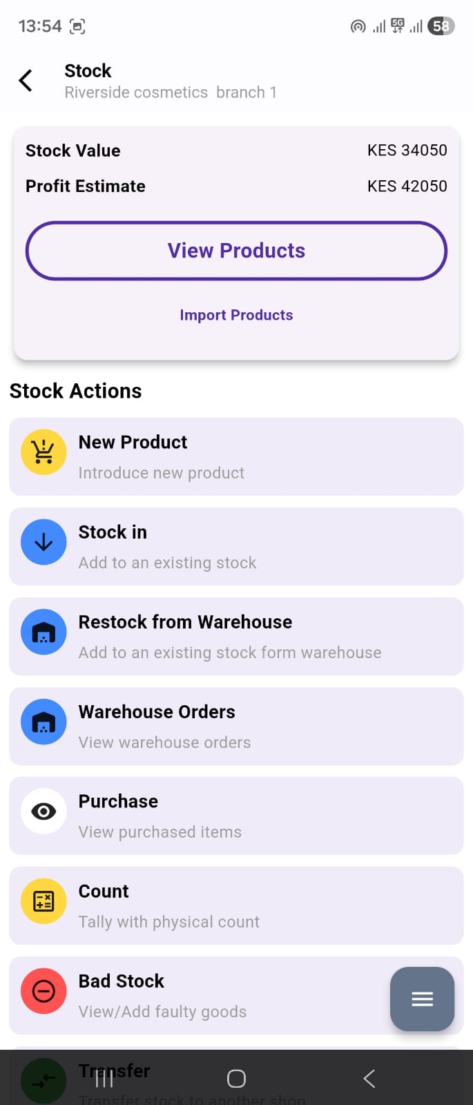 Pointify Stock Management with actions
