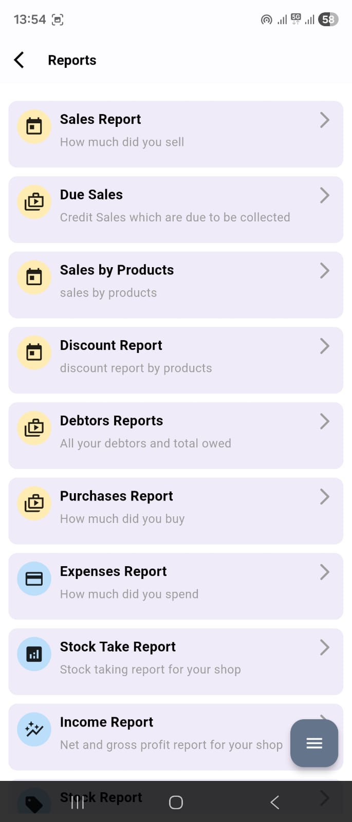 Pointify Reports page with 10+ report types